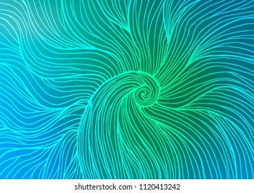 Light Blue, Green vector indian curved template. Glitter abstract illustration with doodles and Zen tangles. A completely new template for your business design.