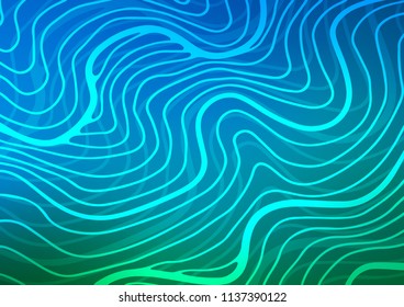 Light Blue, Green vector indian curved background. Brand-new colored illustration in blurry style with doodles. The template can be used as a background for cell phones.