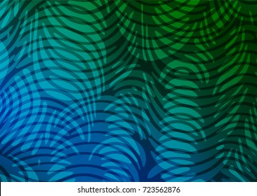 Light Blue, Green vector indian curved background. Sketchy hand drawn doodles on blurred background. A new texture for your design.