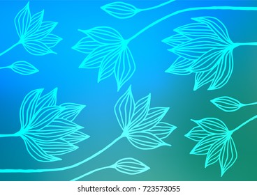 Light Blue, Green vector indian curved pattern. Shining colored illustration with doodles in Zen tangle style. The template can be used as a background for cell phones.