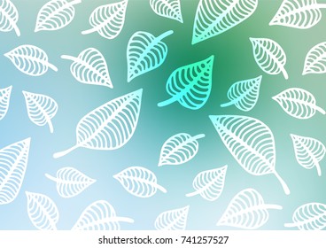 Light Blue, Green vector indian curved pattern. Shining colored illustration with doodles in Zen tangle style. The pattern can be used for wallpapers and coloring books.