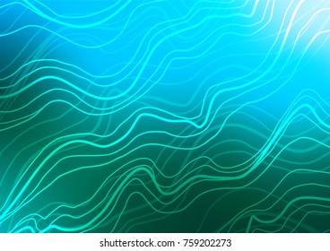 Light Blue, Green vector indian curved template. Shining colored illustration with doodles in Zen tangle style. The completely new template can be used for your brand book.