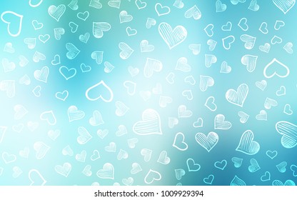 Light Blue, Green vector layout with sweet hearts. Illustration with hearts in love concept for valentine's day. Beautiful design for your business advert of anniversary.