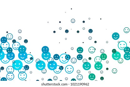 Light Blue, Green vector layout with smiling faces. Colorful gradient Smiles on white background. Template for cheerful greeting postcards.