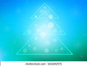 Light Blue, Green vector layout with a christmas tree. Decorative shining illustration with xmas tree on abstract template. The pattern can be used for year new  websites.