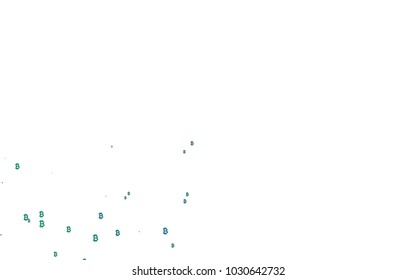 Light Blue, Green vector layout with banking symbols. Shining colored illustration with Bitcoin signs, BTC. The pattern can be used for financial, investment websites.