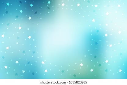 Light Blue, Green vector layout with bright stars. Shining colored illustration with stars. Smart design for your business advert.