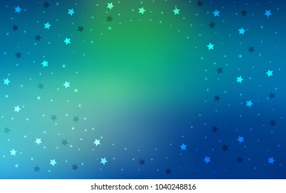 Light Blue, Green vector layout with bright stars. Blurred decorative design in simple style with stars. The pattern can be used for websites.