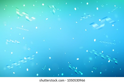 Light Blue, Green vector layout with festival confetti. Beautiful colored illustration with ribbon in celebration style. The pattern can be used for birthday gifts, congratulations.