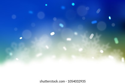 Light Blue, Green vector layout with bright snowflakes. Modern geometrical abstract illustration with crystals of ice. The pattern can be used for new year leaflets.
