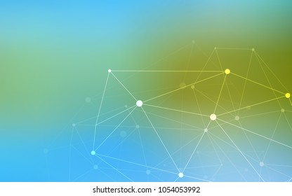 Light Blue, Green vector layout with circles, lines. Glitter abstract illustration with connection of triangle structure. New design for ad, poster, banner of your website.