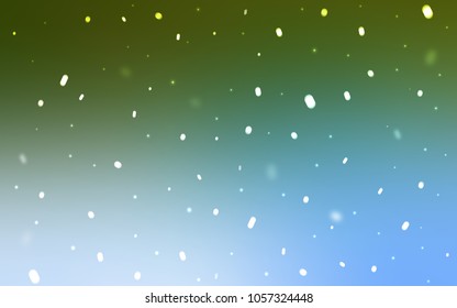 Light Blue, Green vector layout with bright snowflakes. Shining colored illustration with snow in christmas style. New year design for your ad, poster, banner.