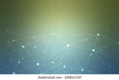 Light Blue, Green vector layout with circles, lines. Glitter abstract illustration with connection of triangle structure. Pattern can be used for beautiful websites.