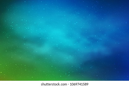 Light Blue, Green vector layout with cosmic stars. Modern abstract illustration with Big Dipper stars. Pattern for futuristic ad, booklets.