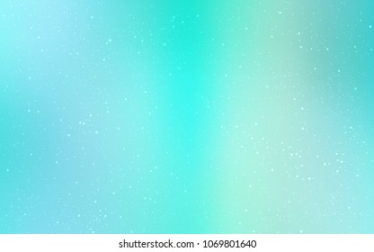 Light Blue, Green vector layout with cosmic stars. Shining colored illustration with bright astronomical stars. Smart design for your business advert.
