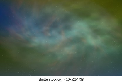 Light Blue, Green vector layout with cosmic stars. Blurred decorative design in simple style with galaxy stars. Template for cosmic backgrounds.