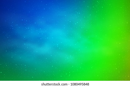 Light Blue, Green vector layout with cosmic stars. Shining illustration with sky stars on abstract template. Pattern for astrology websites.