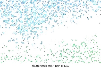 Light Blue, Green vector layout with bright stars. Decorative shining illustration with stars on abstract template. The pattern can be used for websites.