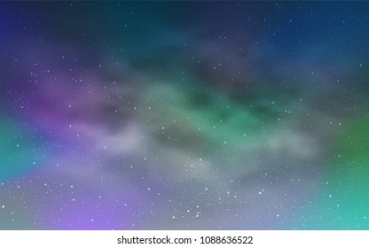 Light Blue, Green vector layout with cosmic stars. Blurred decorative design in simple style with galaxy stars. Template for cosmic backgrounds.