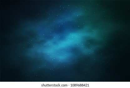 Light Blue, Green vector layout with cosmic stars. Shining illustration with sky stars on abstract template. Pattern for futuristic ad, booklets.