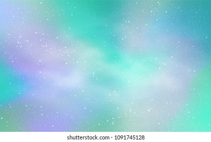 Light Blue, Green vector layout with cosmic stars. Space stars on blurred abstract background with gradient. Pattern for astronomy websites.