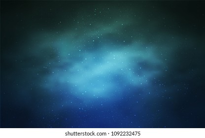 Light Blue, Green vector layout with cosmic stars. Glitter abstract illustration with colorful cosmic stars. Pattern for astronomy websites.