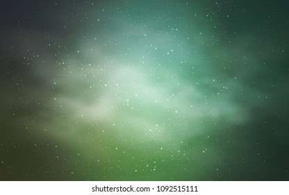 Light Blue, Green vector layout with cosmic stars. Space stars on blurred abstract background with gradient. Smart design for your business advert.