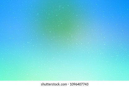 Light Blue, Green vector layout with cosmic stars. Space stars on blurred abstract background with gradient. Template for cosmic backgrounds.