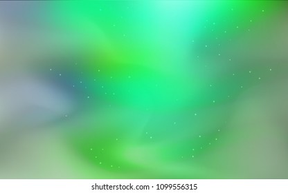 Light Blue, Green vector layout with cosmic stars. Space stars on blurred abstract background with gradient. Pattern for astronomy websites.