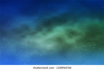 Light Blue, Green vector layout with cosmic stars. Shining illustration with sky stars on abstract template. Best design for your ad, poster, banner.