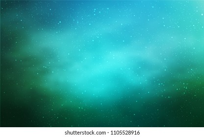 Light Blue, Green vector layout with cosmic stars. Shining colored illustration with bright astronomical stars. Pattern for astrology websites.