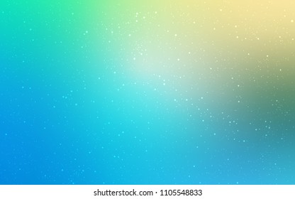 Light Blue, Green vector layout with cosmic stars. Glitter abstract illustration with colorful cosmic stars. Pattern for futuristic ad, booklets.