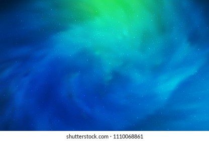 Light Blue, Green vector layout with cosmic stars. Space stars on blurred abstract background with gradient. Smart design for your business advert.