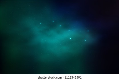 Light Blue, Green vector layout with cosmic stars. Glitter abstract illustration with colorful cosmic stars. Best design for your ad, poster, banner.