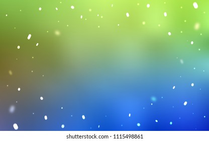 Light Blue, Green vector layout with bright snowflakes. Decorative shining illustration with snow on abstract template. The template can be used as a new year background.