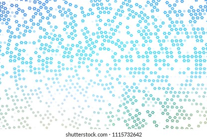 Light Blue, Green vector layout with bright stars. Decorative shining illustration with stars on abstract template. The pattern can be used for websites.