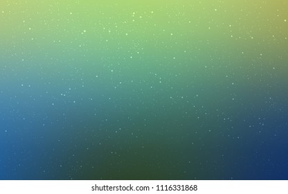 Light Blue, Green vector layout with cosmic stars. Space stars on blurred abstract background with gradient. Template for cosmic backgrounds.