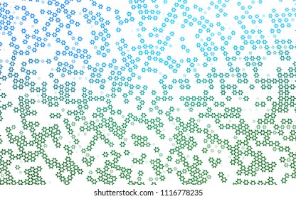 Light Blue, Green vector layout with bright stars. Blurred decorative design in simple style with stars. The pattern can be used for wrapping gifts.