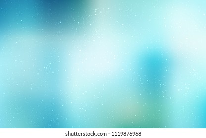 Light Blue, Green vector layout with cosmic stars. Blurred decorative design in simple style with galaxy stars. Best design for your ad, poster, banner.