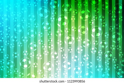 Light Blue, Green vector layout with sports symbols. Colored illustration with balls on a gradiental backdrop. Pattern for ads of football championship 2018.
