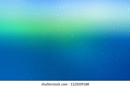 Light Blue, Green vector layout with cosmic stars. Shining illustration with sky stars on abstract template. Best design for your ad, poster, banner.
