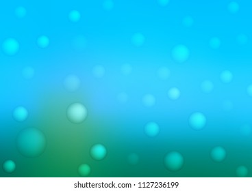 Light Blue, Green vector layout with circle shapes. Glitter abstract illustration with blurred drops of rain. Completely new template for your brand book.