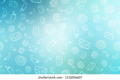 Light Blue, Green vector layout with restaurant food. Illustration with set of fresh food in doodle style. Pattern for ad, booklets, leaflets of restaurants.