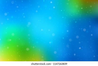 Light Blue, Green vector layout with bright snowflakes. Shining colored illustration with snow in christmas style. New year design for your business advert.
