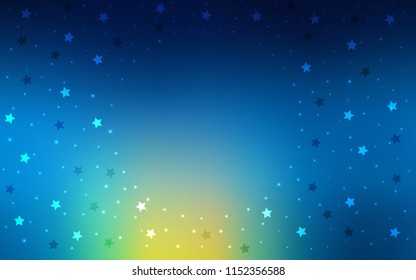 Light Blue, Green vector layout with bright stars. Glitter abstract illustration with colored stars. The pattern can be used for wrapping gifts.
