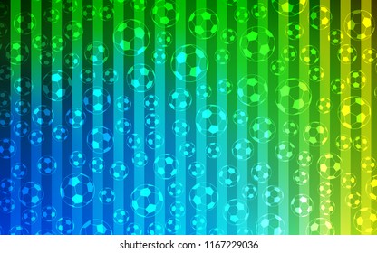 Light Blue, Green vector layout with sports symbols. Colored illustration with balls on a gradiental backdrop. Smart design for ads of soccer matches.