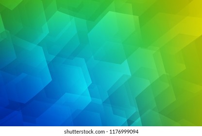 Light Blue, Green vector layout with hexagonal shapes. Illustration with set of colorful hexagons. Pattern can be used for landing pages.