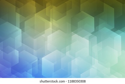 Light Blue, Green vector layout with hexagonal shapes. Illustration of colored hexagons on white surface. Pattern can for your ad, booklets.