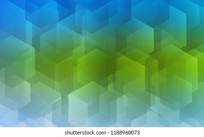 Light Blue, Green vector layout with hexagonal shapes. Illustration of colored hexagons on white surface. New template for your brand book.
