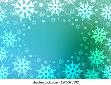 Light Blue, Green vector layout with bright snowflakes. Glitter abstract illustration with crystals of ice. The template can be used as a new year background.
